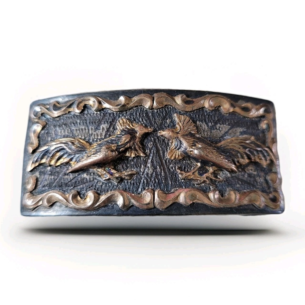 Vintage Mexican Sterling Silver Fighting Roosters Belt Buckle 925 Taxco Era 28g